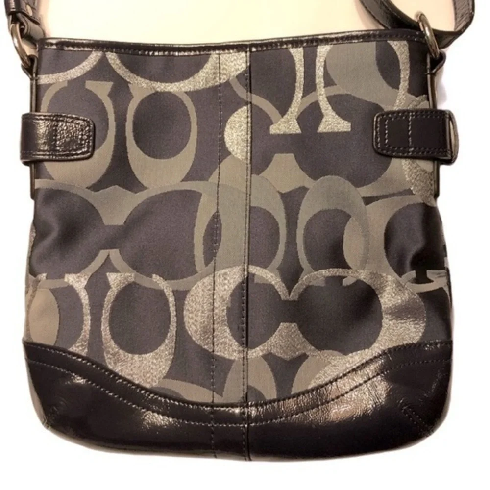 COACH silver blue optic c duffle shoulder bag